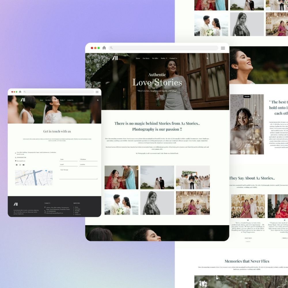 3 different size screen shots in a blue background